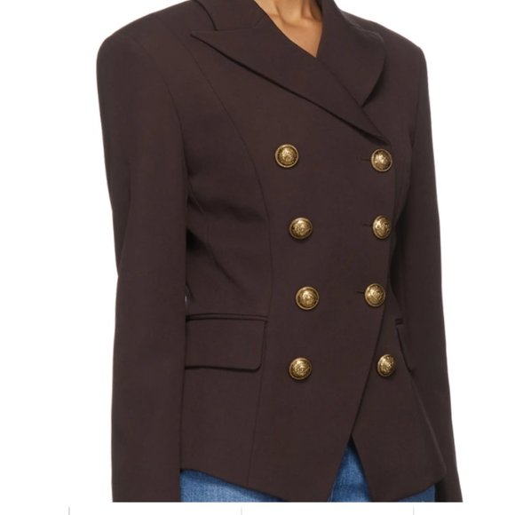 NWT BALMAIN Brown Grain De Poudre 8-Button Jacket - Picture 9 of 16